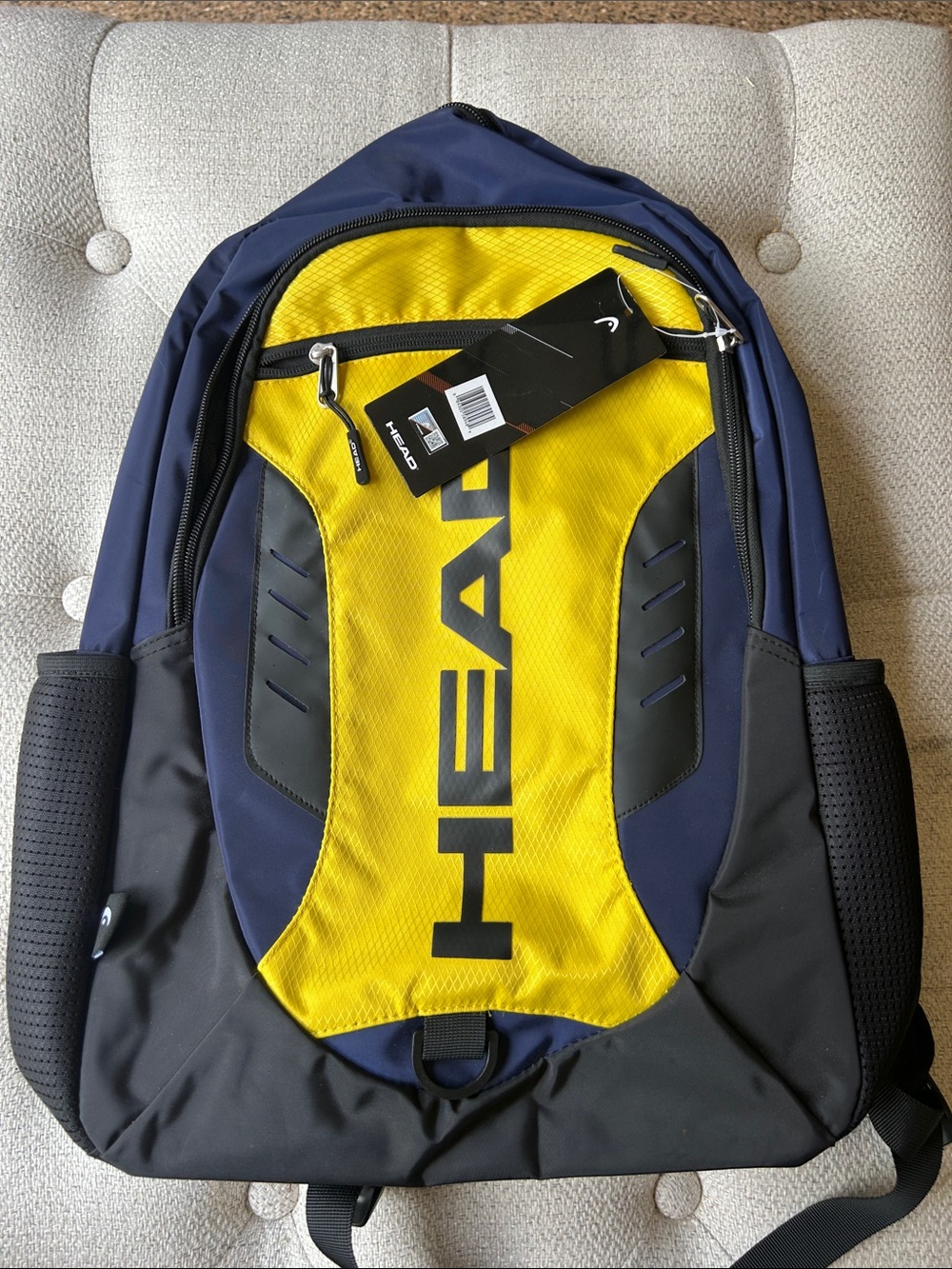 Head Navy and Yellow Men's Backpack with Front Logo